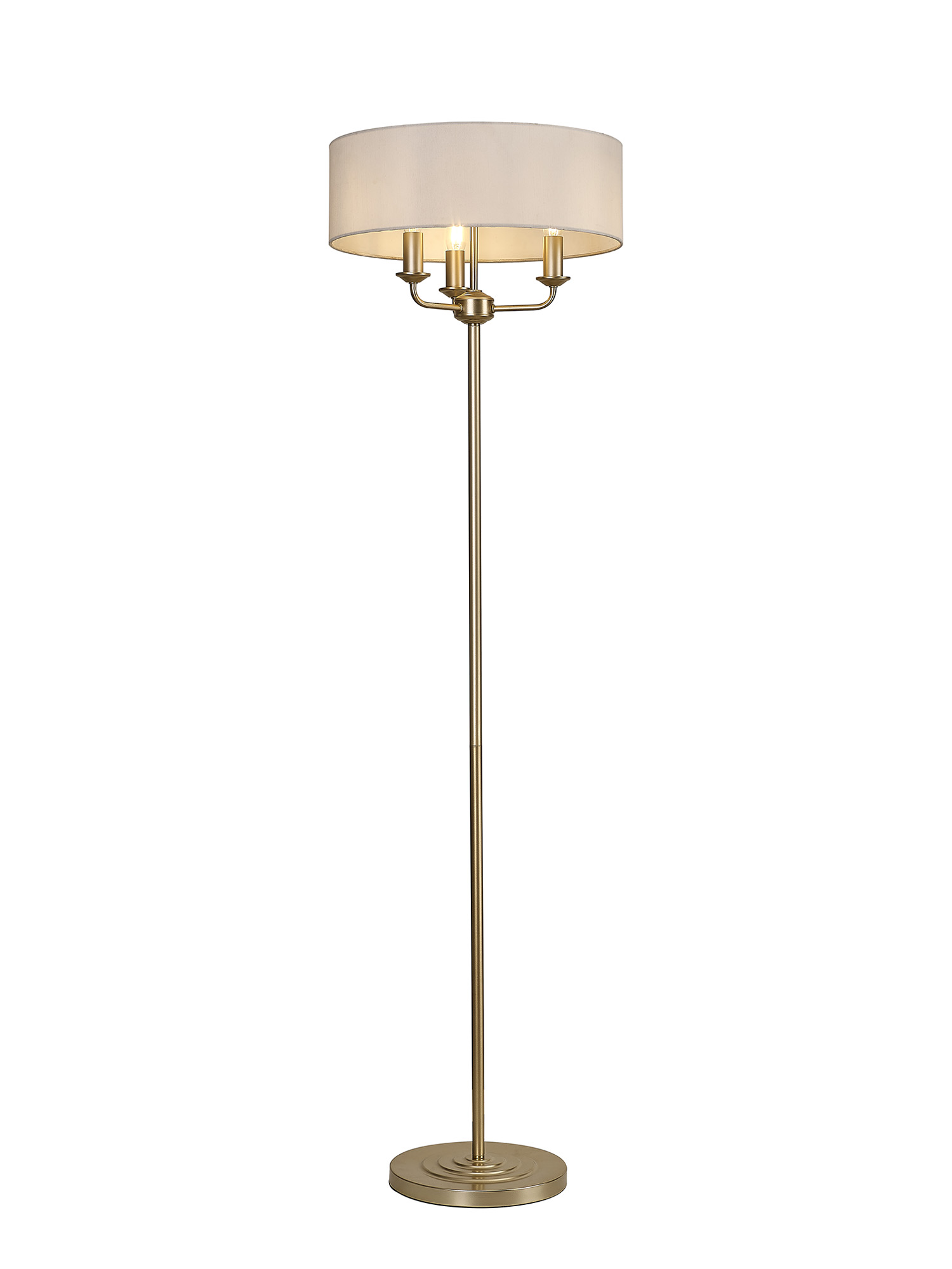 DK0987  Banyan 45cm 3 Light Floor Lamp Champagne Gold; White